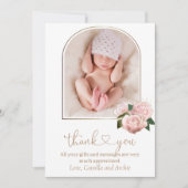 赤面ピンクローズバプテスマ《キリスト教》洗礼式や命名式 サンキューカード (正面)