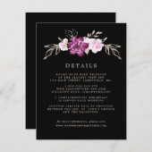 赤面ピンクローズパープルゴールドウェディングゲスト詳細 エンクロージャーカード (正面/裏面)