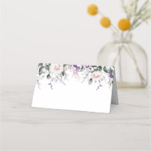 赤面ピンクローズパープルワイルドフラワーズプレイスカード