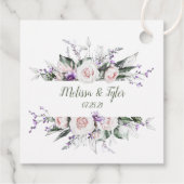 赤面ピンクローズパープルワイルドフラワーフレーム結婚ズ フェイバータグ (裏面)