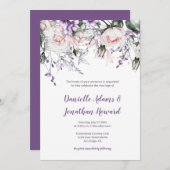 赤面ピンクローズパープルワイルドフラワー結婚ズ 招待状 (正面/裏面)