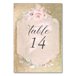 赤面ピンクローズピンク&金ゴールド テーブルナンバー