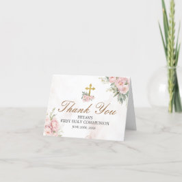 赤面ピンクローズファースト聖域の折り畳み サンキューカード