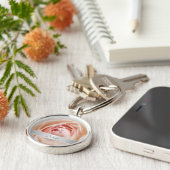 赤面ピンクローズフォトシルバー キーホルダー (側面)