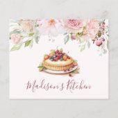 赤面ピンクローズフラワーフローラベーキングレシピカード (裏面)