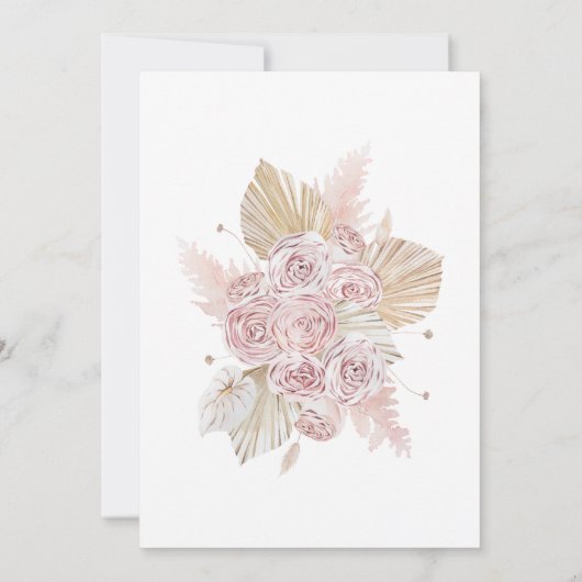 赤面ピンクローズフラワーベビーシャワー招待状 招待状 (裏面)