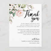 赤面ピンクローズフローラありがとう披露宴カード ポストカード (正面)