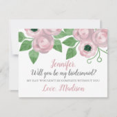 赤面ピンクローズフローラが私の花嫁になる 招待状 (正面)