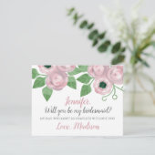 赤面ピンクローズフローラが私の花嫁になる 招待状 (スタンド正面)