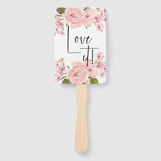 赤面ピンクローズフローラはドレスにYesを言う ハンドファン (正面)