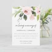 赤面ピンクローズフローラウォーターカラー悔やみや弔慰メモリアル サンキューカード (スタンド正面)