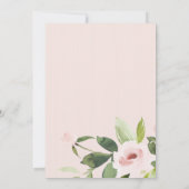 赤面ピンクローズフローラウォーターカラー悔やみや弔慰メモリアル サンキューカード (裏面)