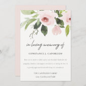 赤面ピンクローズフローラウォーターカラー悔やみや弔慰メモリアル サンキューカード (正面/裏面)