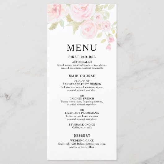 赤面ピンクローズフローラウォーター結婚カラーのメニュー メニュー (正面)