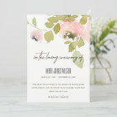 赤面ピンクローズフローラウォーター色悔やみや弔慰メモリアル サンキューカード (スタンド正面)