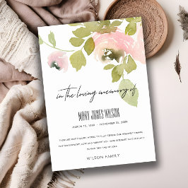 赤面ピンクローズフローラウォーター色悔やみや弔慰メモリアル サンキューカード