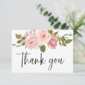 赤面ピンクローズフローラエレガントサンキューカード サンキューカード (スタンド正面)