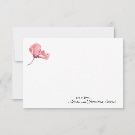 赤面ピンクローズフローラエレガントサンキューカード サンキューカード (裏面)