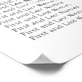 赤面ピンクローズフローラエレガントシーティングチャート ポスター (角)