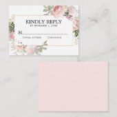 赤面ピンクローズフローラキンセアニェラRSVP エンクロージャーカード (正面/裏面)