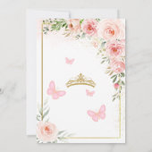 赤面ピンクローズフローラキンセアニラバタフライティアラ 招待状 (裏面)