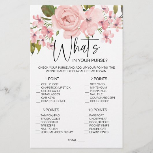 赤面ピンクローズフローラゲームあなたの財布の中のwhats チラシ (正面)