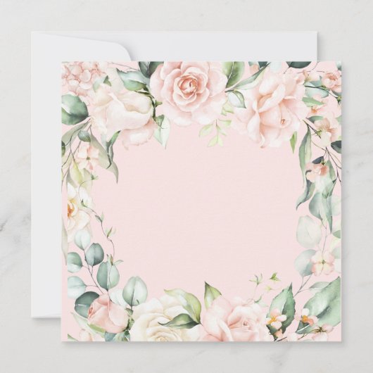 赤面ピンクローズフローラスクエアキンセアニェラ 招待状 (裏面)