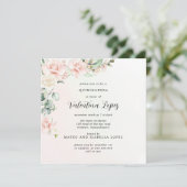 赤面ピンクローズフローラスクエアキンセアニェラ 招待状 (スタンド正面)