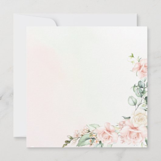 赤面ピンクローズフローラスクエアキンセアニェラ 招待状 (裏面)