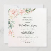 赤面ピンクローズフローラスクエアキンセアニェラ 招待状 (正面)