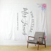 赤面ピンクローズフローラダスティブルー結婚ズの背景 タペストリー (インサイチュ(横))