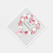 赤面ピンクローズフローラハートブライダルシャワー スタンダードランチョンナプキン (角)