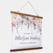 赤面ピンクローズフローラファーストコミューオンウェルカムバン 吊り下げ型タペストリー (傾斜あり)