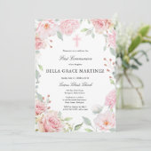 赤面ピンクローズフローラファーストコミューン 招待状 (スタンド正面)