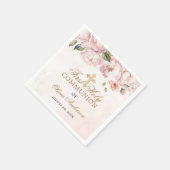 赤面ピンクローズフローラファースト・ホリー・コミューン スタンダードカクテルナプキン (角)