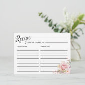 赤面ピンクローズフローラブライダルシャワーレシピカード エンクロージャーカード (スタンド正面)
