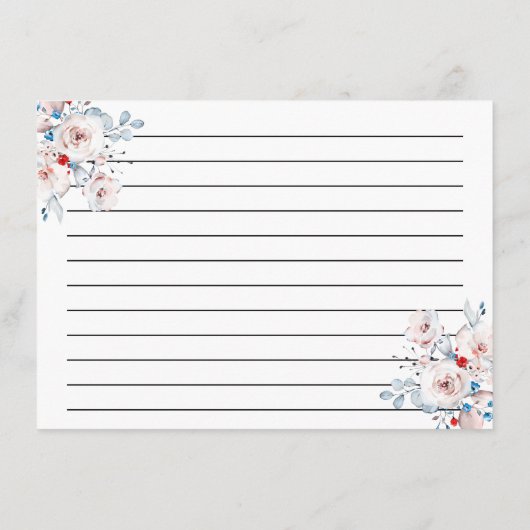 赤面ピンクローズフローラブライダルレシピカード エンクロージャーカード (裏面)