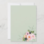 赤面ピンクローズフローラブーケオンセージ結婚ズ 招待状 (裏面)