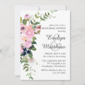 赤面ピンクローズフローラブーケグレーリハーサル 招待状 (正面)