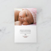 赤面ピンクローズフローラベビーシャワー写真 サンキューカード (内部)