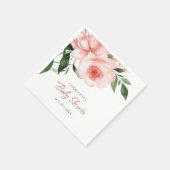 赤面ピンクローズフローラベビーシャワー スタンダードカクテルナプキン (角)