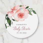 赤面ピンクローズフローラベビーシャワー フェイバータグ (正面)
