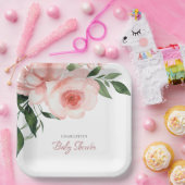 赤面ピンクローズフローラベビーシャワー ペーパープレート (パーティー)