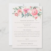 赤面ピンクローズフローラリース結婚すべて 招待状 (裏面)