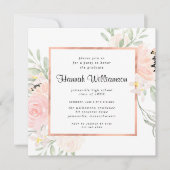 赤面ピンクローズフローラ卒業パーティー 招待状 (正面)