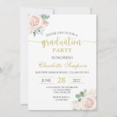 赤面ピンクローズフローラ卒業 招待状 (正面)