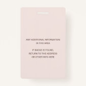 赤面ピンクローズフローラ学生先生ホールパス バッジ (裏面)