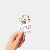 赤面ピンクローズフローラ学生先生ホールパス バッジ (手持ち)