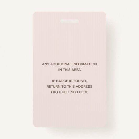 赤面ピンクローズフローラ学生先生ホールパス バッジ (裏面)