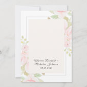 赤面ピンクローズフローラ水の色の結婚式の招待 (裏面)